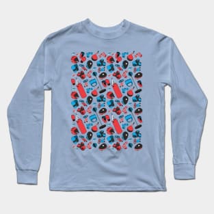 Martial Arts Pattern (blue and red) Long Sleeve T-Shirt